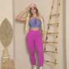 Conjuntinho fitness leggin roxa com top azul - Imagem 2