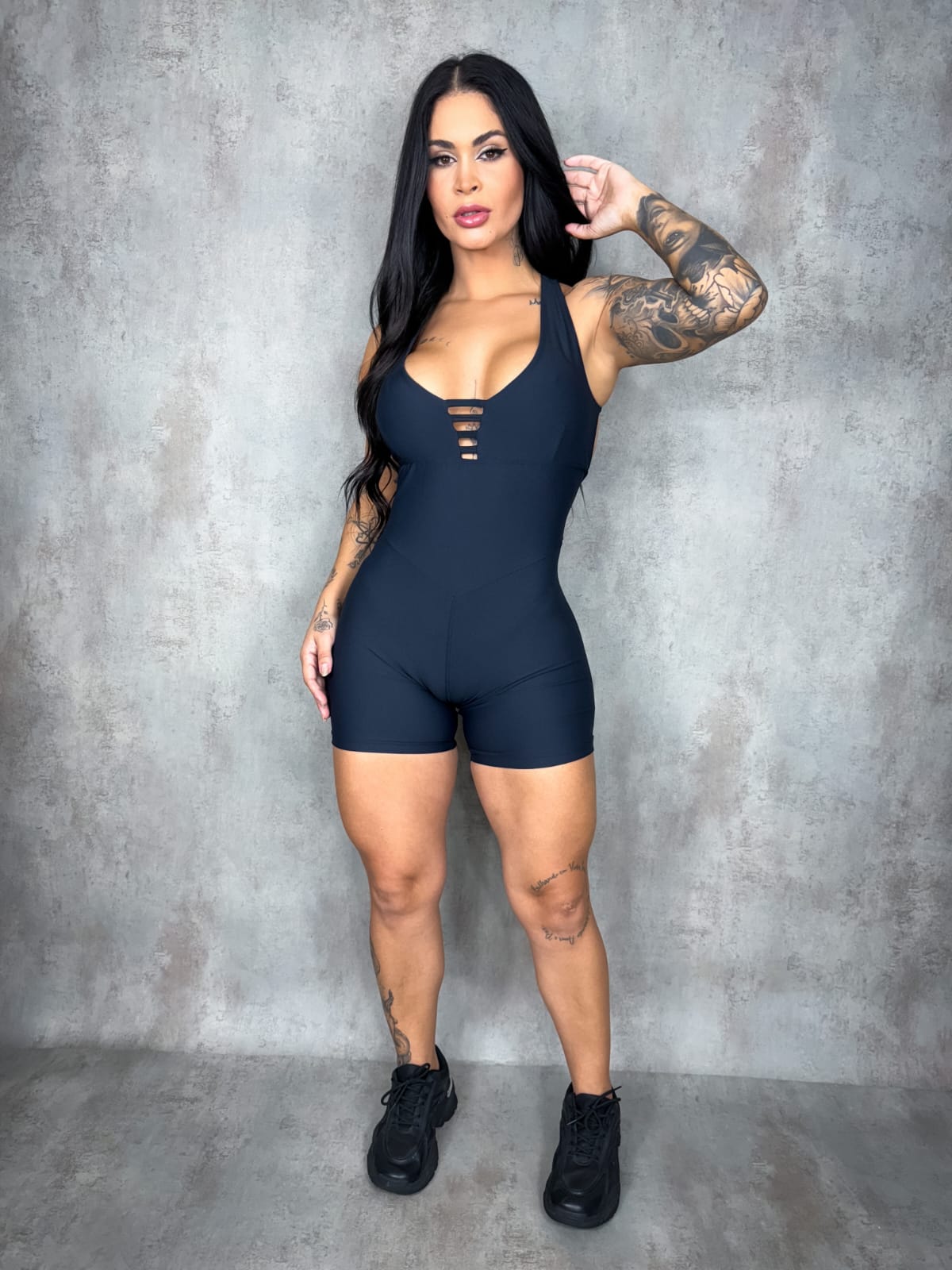 Macaquinho Preto Poliamida Costas Trançada - Imagem 3