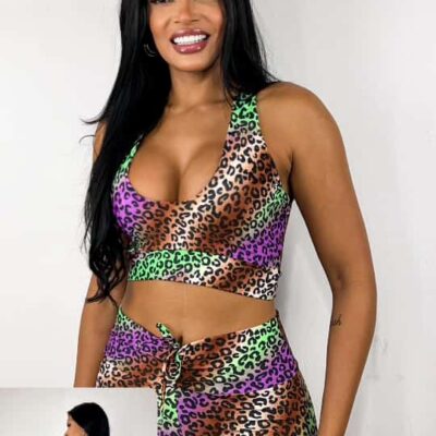 Conj de Short Oncinha Colorida Costas em X